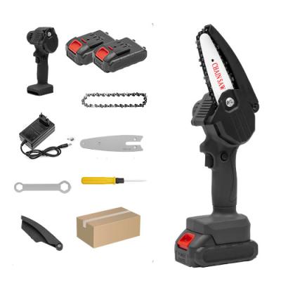 China Mini Portable Electric Chainsaw 2 Battery Lithium Battery Pruning Family Cordless Garden 4 Inch Mini Chainsaw for sale