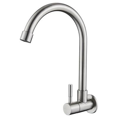 China Sense Faucets SUS304 Stainless Steel Kitchen Single Cold Tap Lead Free Brushed Vegetable Basin Sink Faucet for sale