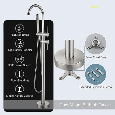 China With Hotel Shower Double Control Sliding Bar 304 Stainless Steel Tub Faucet Column Basin Cold And Hot Independent Set Floor-standing for sale