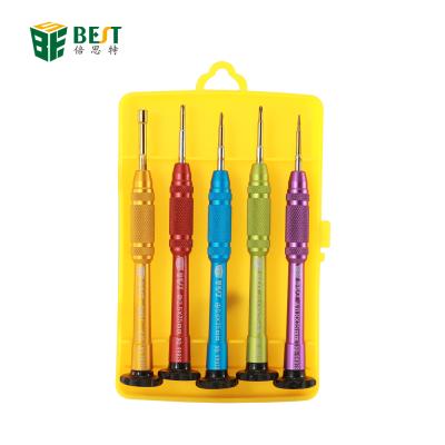 China BEST Durable 9902S 5pcs Mobile Phone Repairing Tools Kit Precision Mini Screwdriver Set For iPhone Watch for sale