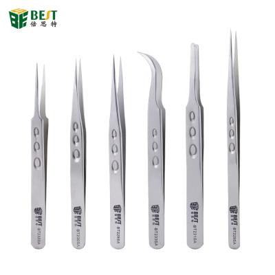 China Eyebrow BST-228SA BST-229SA BST-230SA BST-231SA BST-232SA BST-233SA Matt 202 Stainless Steel Tweezers For Mobile Phone Repair Tools for sale