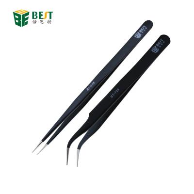 China Stainless Steel BST-728/729 Sharp Straight And Curved Anti-Static Eyebrow Tweezers For Mobile Phone Repairing Tools for sale