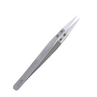 China BST-72-MZ Antimagnetic High Temperature Resistant Replaceable Ceramic Tip 3000 Degree Stainless Steel Diamond Tweezers for sale