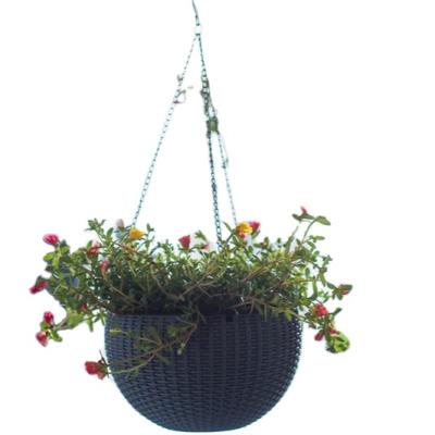 China Large Modern Antique Hanging Round Plastic Self Pot Basket Plant Watering Flower Pot With Stand Garden Belcony Planters for sale