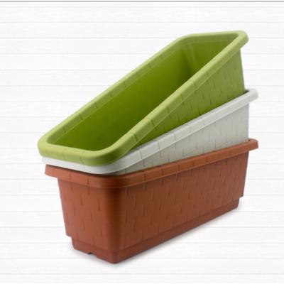 China Large Modern Durable Home Planting Plastic Rectangle Shape Flower Pot Garden Self Watering Plant Pot For Vegetable Herbs Strawberry for sale