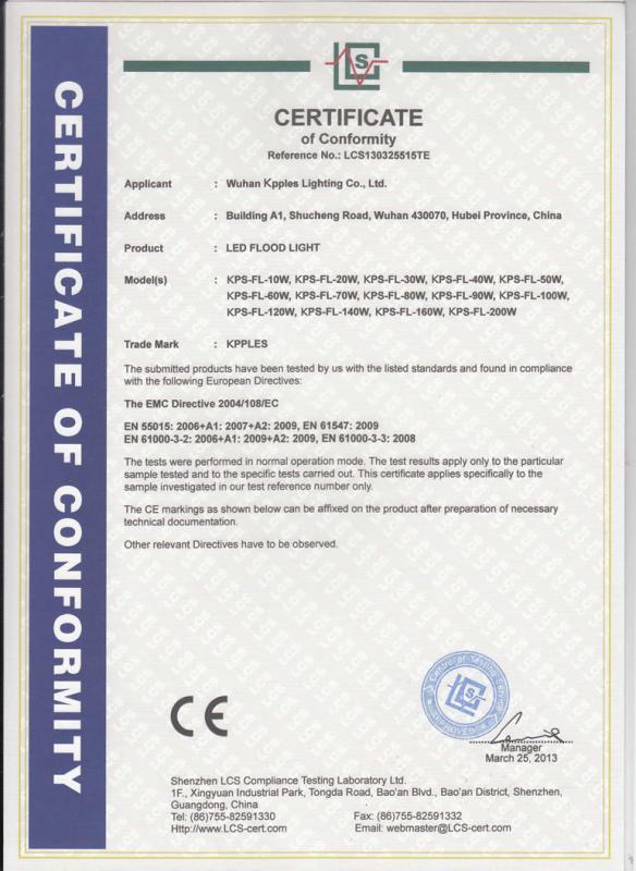 CE-Certificate of Conformity - Wuhan Kpples Lighting Co., Ltd