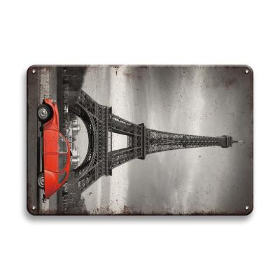 China Europe Eiffel Tower in Paris. Bar Wall Tin Sign Vintage Metal Sig Decoration for sale