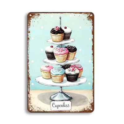 China Europe Cake Bar Club Tin Sign Poster Background Adorn Plate Restaurant Beverage Shop Wall Decor Western Plaques for sale