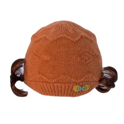 China COMMON Winter Baby Girl Boy Little Girl Knitting Hats Fine Knitted Pompom Hand Knitted Beanies For Kids for sale