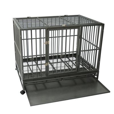 China Sustainable Luxury Folding Heavy Duty 2 Door Square Tube Dog Crate for sale