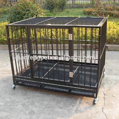 China Large viable porcelain wire dog crate with wheels for sale