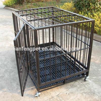 China Sustainable Luxury Folding Heavy Duty 2 Door Iron Square Tube Dog Crate for sale