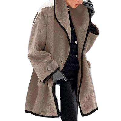 China LCc046 Breathable Women Fashion Autumn/Winter Long Sleeve Woolen Loose Hooded Coat Plus Size Coat for sale