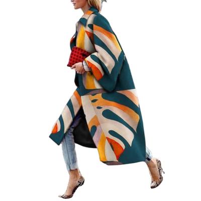 China LCc 001 Breathable Long Trumpet Sleeve Coat Printed Loose Ditch Coat Women Winter Coat Winter Jacket for sale