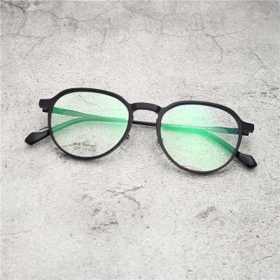 China 2019 Optical New Classic Round Acetate With Light Weight Titanium Glass Optical Arms Frames for sale