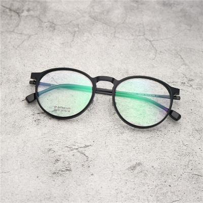 China 2019 optical new retro style round acetate glasses frames with titanium arms light to wear for sale