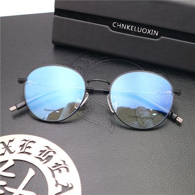 China Latest Retro Pattern Irregular Titanium Frame Glasses 18K Plating High Quality Fashionable Designs for sale