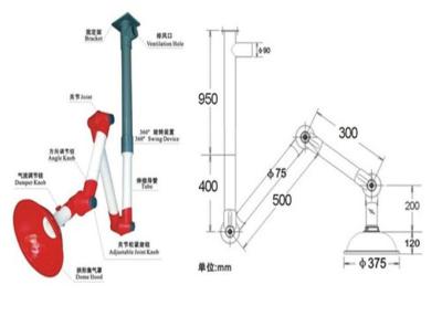 China Safe 3 Joint Laboratory Fittings Polypropylene Flexible Extraction Arm for sale