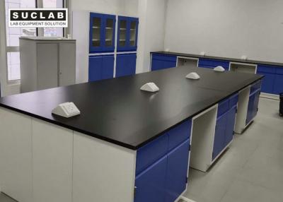 China Blue Cabinet Chemical Lab Tables 16mm Epoxy Resin Worktop Laboratory Furniture for sale