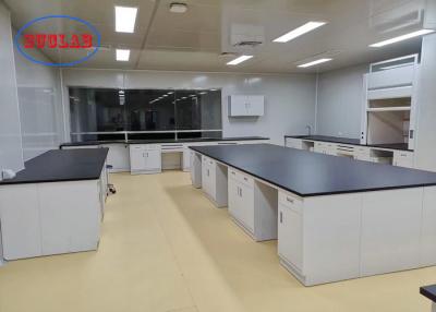 China Gray White Colour Floor Type Cabient Laboratory Workbench With Phenolic Resin Worktop Te koop