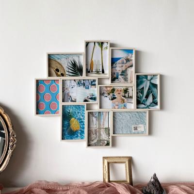 China Eco-Freindly Multiple Wood Collage Opening Combination Picture Frame Wall Hanging Photo Frames for Home and Office for sale