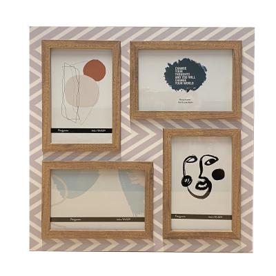 China Eco-Freindly Home Decorative Wooden Frame Holds 4 Pcs 4x6 Inch Photos Multiple Mounted Wall Picture Art Collage Frame for sale