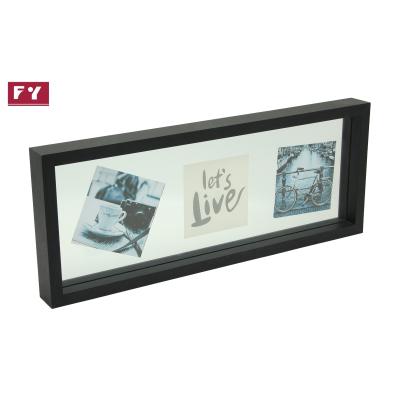 China Decorative Long Design 3pictures Size Floating Warm Glass Photo Frame For Wall Decoration 201SS1530FLT1020-GG for sale