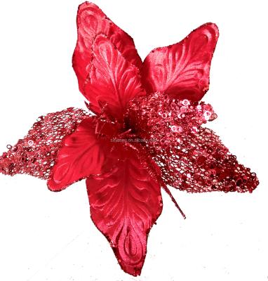 China Decor #YT- 2022 Red Gold Christmas Flowers Christmas Picks For Christmas Tree Ornaments Decorations for sale