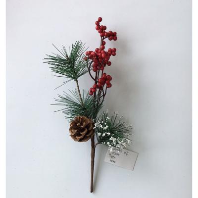 China Triumsky artificial small pine tree picks stimulation Berry Pine Needles Red Berry flower ornaments for Christmas flower for sale