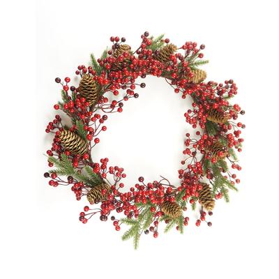 China Merry Artificial Red Berry Wreath Artificial Christmas for Front Door Wall Decor for sale