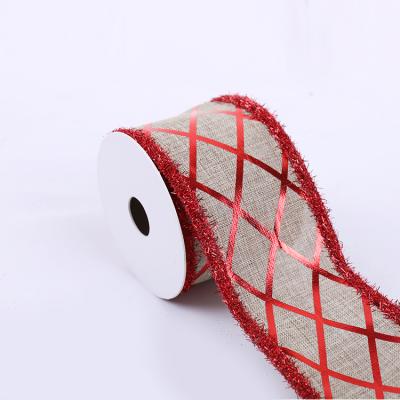 China High Quality Natural Touch Deco Christmas New Year Mesh Ribbon for sale