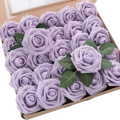 China 25 Pcs Real Touch Foam PE Foam Rose Heads Home Artificial Flower Rose Flower Box for sale