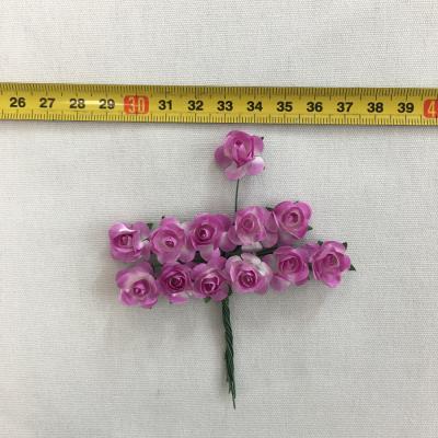 China Decor 2cm Small Paper Flower Rose 12pcs / Bunch 144 Pcs / Bag For Wedding Party for sale