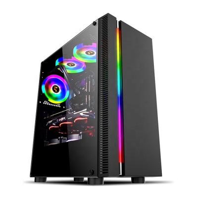 China With Side Panel Window JNP Injection Sand Texture Black Panel ATX Gaming Case RGB Belt Gaming Computer Case for sale