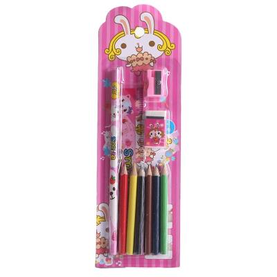 China Lovely Cardboard Styles Lovely Cheap Cartoon Pencil Eraser Sharpener Stationery Set For Boy Girls Kids Gift School Prices for sale