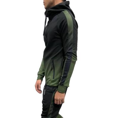 China 2022 high quality Anti-wrinkle men's hoodies anti-wrinkle dropship polyester anti-wrinkle zipper dropship gradient color vertical stripe sweatshirt cotton spring jacket for sale