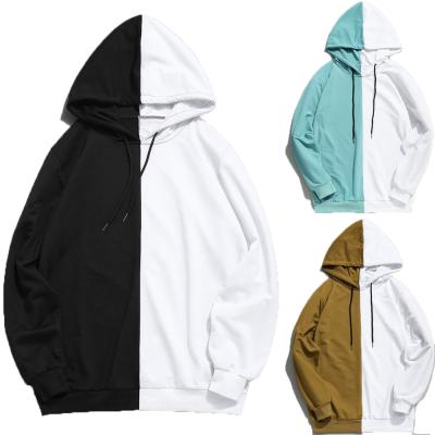 China casual unisex block contrast color pullover two tone anti-wrinkle patchwork streetwear equal dose hoodie for sale