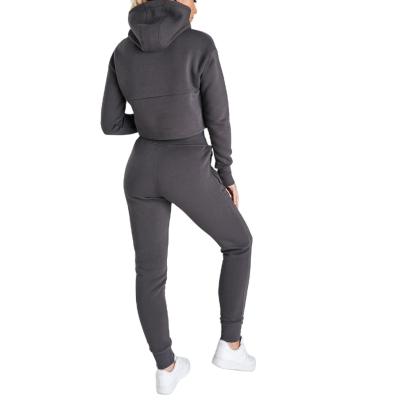 China Cheap Viable Tops Viable Fashion Style Ladies Waist Crop Hoodie And Pants Women Sets Two Piece Tracksuit for sale