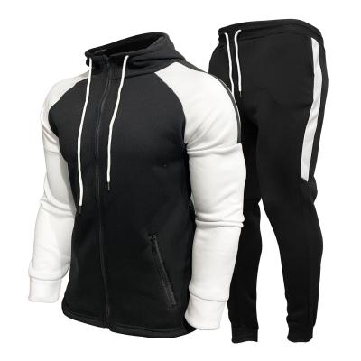 China Viable Jogging Tracksuits Mens Sport Fleece Workable Slim Fit Patchwork Two Piece Set Tracksuit for sale