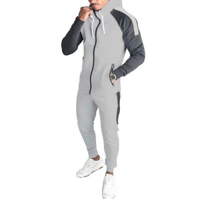 China OEM Viable Viable Custom Label Patchwork Hoodie Set Slim Fit Two-Piece Tracksuit Pants Mens Tracksuit for sale