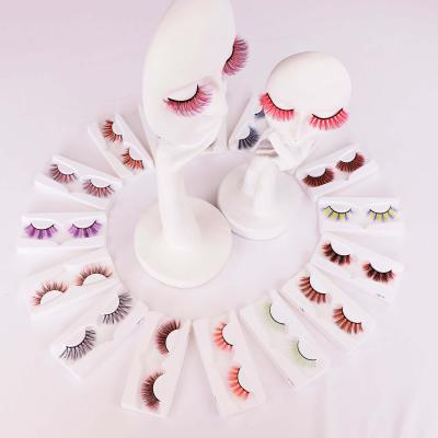 China Natural Long Private Label Colored Eyelash Christmas Halloween Lashes 3D Eyelash Wrapper Colored Faux Mink Eyelash Strips for sale