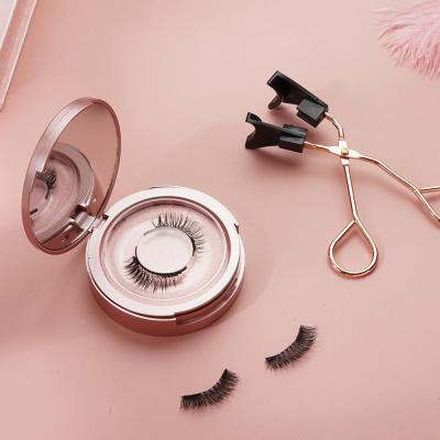 China Wholesale Natural 3d Magnet 10 Natural Glueless Mink Loop Double Layers Artificial Cheap Magnetic Lashes for sale