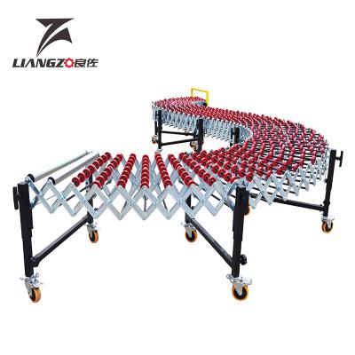 China LIANGZO heat resistant skid wheel automatic telescopic conveyor, unpowered loading, belt ladder machine for sale