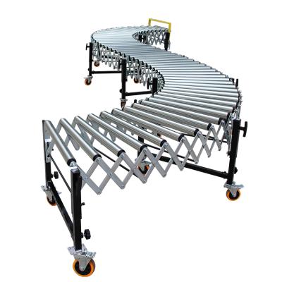 China LIANGZO Heat Resistant No Power Roller Conveyor Flexible Manual Telescopic Conveyor For Warehouse/Roller Conveyor for sale