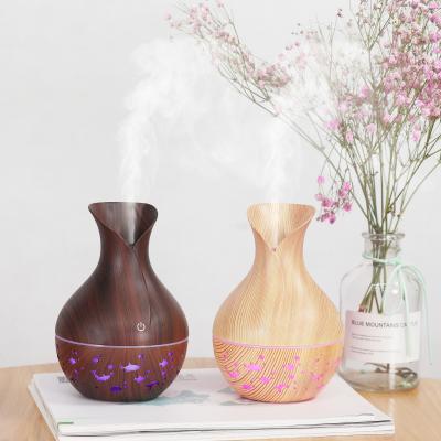 China Car Private Label Light 130ml Dark Wood Grain Air Ultrasonic Smart Humidifier With Control for sale