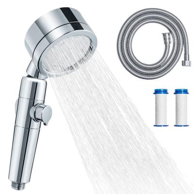 China With diverter shower head and hose pressure increase filter hand showers with 3 spray modes Duschkopf Wasserspar and MIT Schlauch for sale