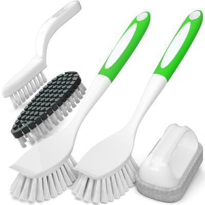 China 5 Pack Sustainable Kitchen Stabilized Feeds Scrub Brush Dish Scrub Brushes For Kitchen Dish Scrubber Cleaning Brush for sale