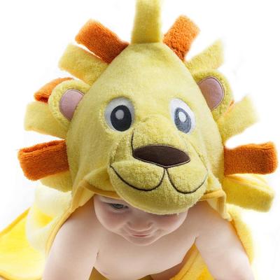 China Soft 100% Cotton Warm Wholesale Extra Soft Ultra Lion Hooded Baby Towel Cute Bamboo for sale