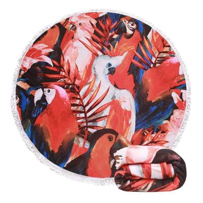 China Wholesale Compressed Sublimation Microfiber Round Quick Dry Checkered Digital Printed Beach Towels For Summer for sale