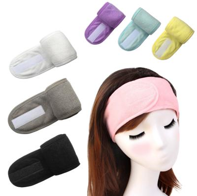 China Factory wholesale custom adjustable pink microfiber headband discharge makeup facial headband tablet toweling for sale